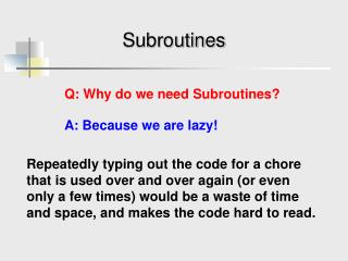 Subroutines