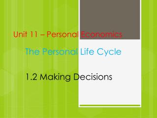 Unit 11 – Personal Economics