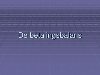 De betalingsbalans