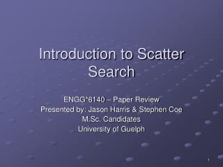 Introduction to Scatter Search