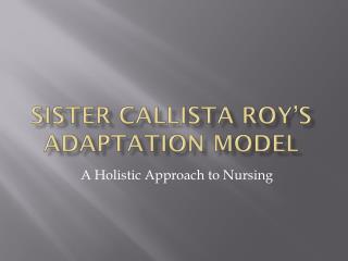 Sister Callista Roy’s Adaptation Model