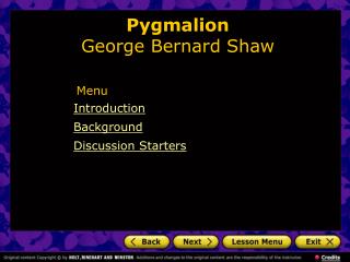 Pygmalion George Bernard Shaw