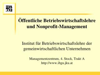 Öffentliche Betriebswirtschaftslehre und Nonprofit-Management