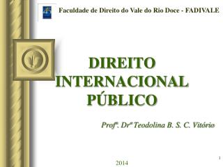 DIREITO INTERNACIONAL PÚBLICO Profª. Drª Teodolina B. S. C. Vitório 2014