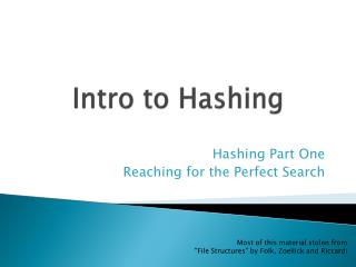 Intro to Hashing