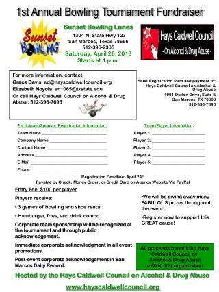 Send Registration form and payment to: Hays Caldwell Council on Alcohol &amp; Drug Abuse