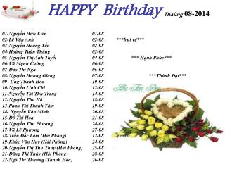 HAPPY Birthday Thaùng 08-2014