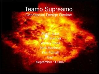 Teamo Supreamo Conceptual Design Review