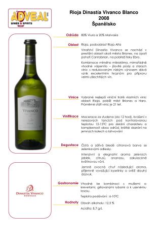 Rioja Dinastía Vivanco Blanco 2008 Španělsko