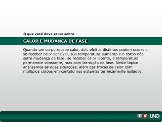 CALOR E MUDANÇA DE FASE