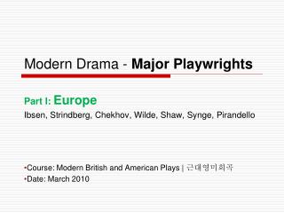 Modern Drama - Major Playwrights