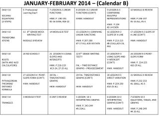 JANUARY-FEBRUARY 2014 – (Calendar B)