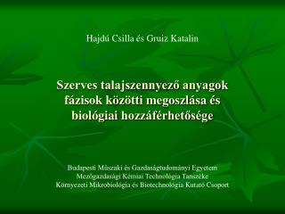 Szerves talajszennyező anyagok fázisok közötti megoszlása és biológiai hozzáférhetősége