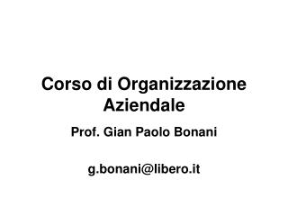 Corso di Organizzazione Aziendale