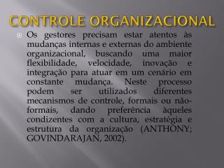 CONTROLE ORGANIZACIONAL