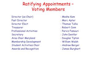 Ratifying Appointments – Voting Members