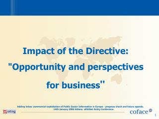 Impact of the Directive: &quot;Opportunity and perspectives for business &quot;