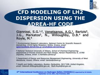 CFD MODELING OF LH2 DISPERSION USING THE ADREA-HF CODE