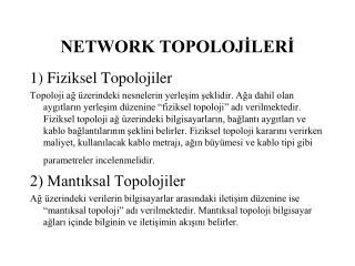 NETWORK TOPOLOJİLERİ