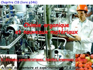 Chapitre C18 (livre p346) Chimie organique et nouveaux matériaux