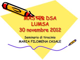 MASTER DSA LUMSA 30 novembre 2012