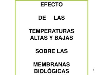 EFECTO DE LAS TEMPERATURAS ALTAS Y BAJAS SOBRE LAS MEMBRANAS BIOLÓGICAS