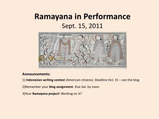 Ramayana in Performance Sept. 15, 2011