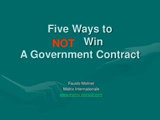 Five Ways to Win A Government Contract