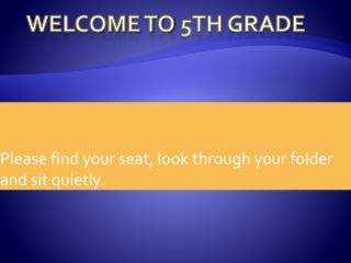 Welcome to 5th Grade