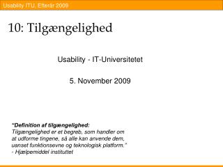 10: Tilgængelighed