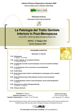 La Patologia del Tratto Genitale Inferiore in Post-Menopausa