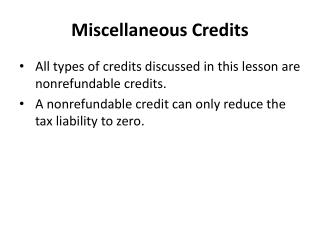 Miscellaneous Credits