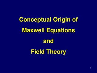 Conceptual Origin of Maxwell Equations and Field Theory