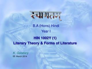 B.A (Hons) Hindi Year I