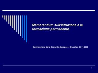 Memorandum sull’istruzione e la formazione permanente