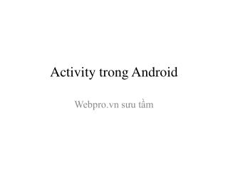 Activity trong Android