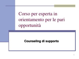 Corso per esperta in orientamento per le pari opportunità