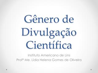 Gênero de Divulgação Científica
