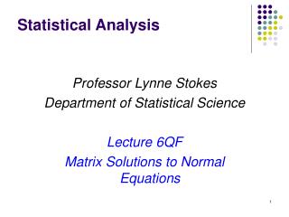 Statistical Analysis