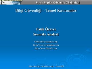 Bilgi Güvenliği – Temel Kavramlar