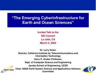 “The Emerging Cyberinfrastructure for Earth and Ocean Sciences&quot;