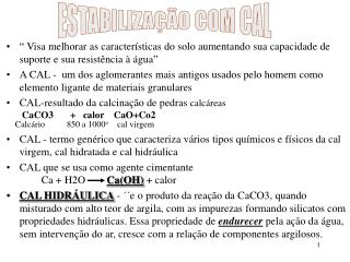 ESTABILIZAÇÃO COM CAL