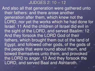 JUDGES 2: 10 – 12