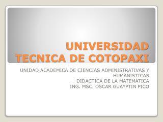 UNIVERSIDAD TECNICA DE COTOPAXI