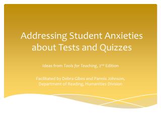 Addressing Student Anxieties about Tests and Quizzes