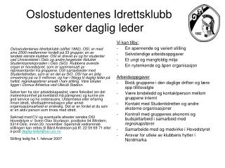 Oslostudentenes Idrettsklubb søker daglig leder