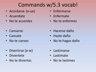 Commands w/5.3 vocab !