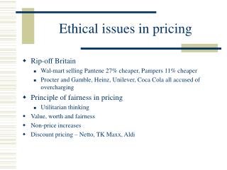 Ethical issues in pricing