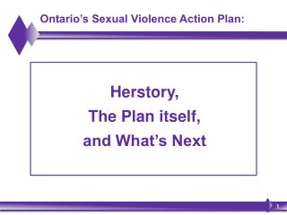 Ontario’s Sexual Violence Action Plan: