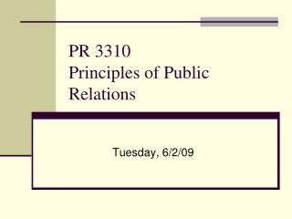 PR 3310 Principles of Public Relations